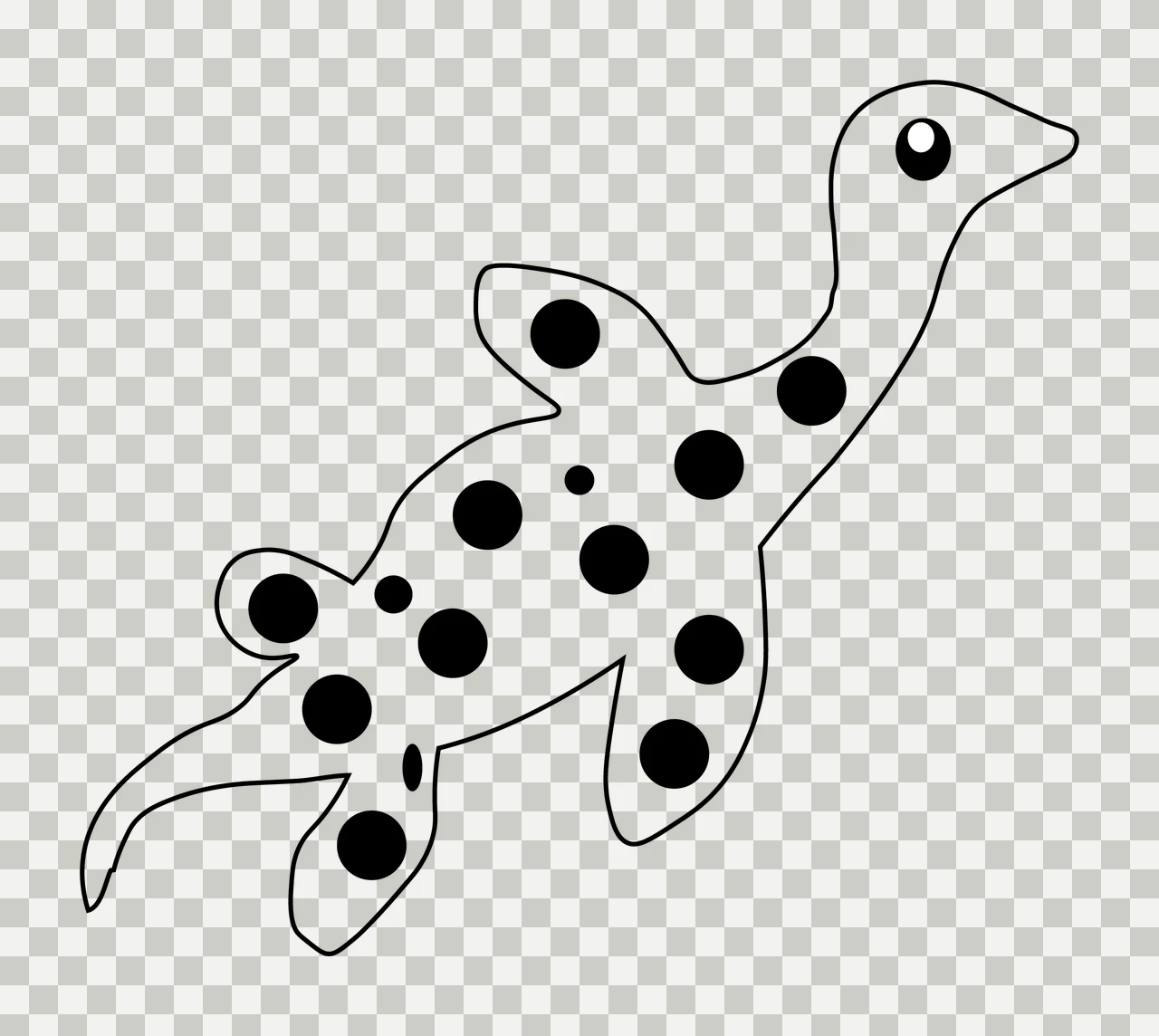 Polka Dot Aquatic Creature Line Drawing swimming dots fins transparency and detail preview thumbnail