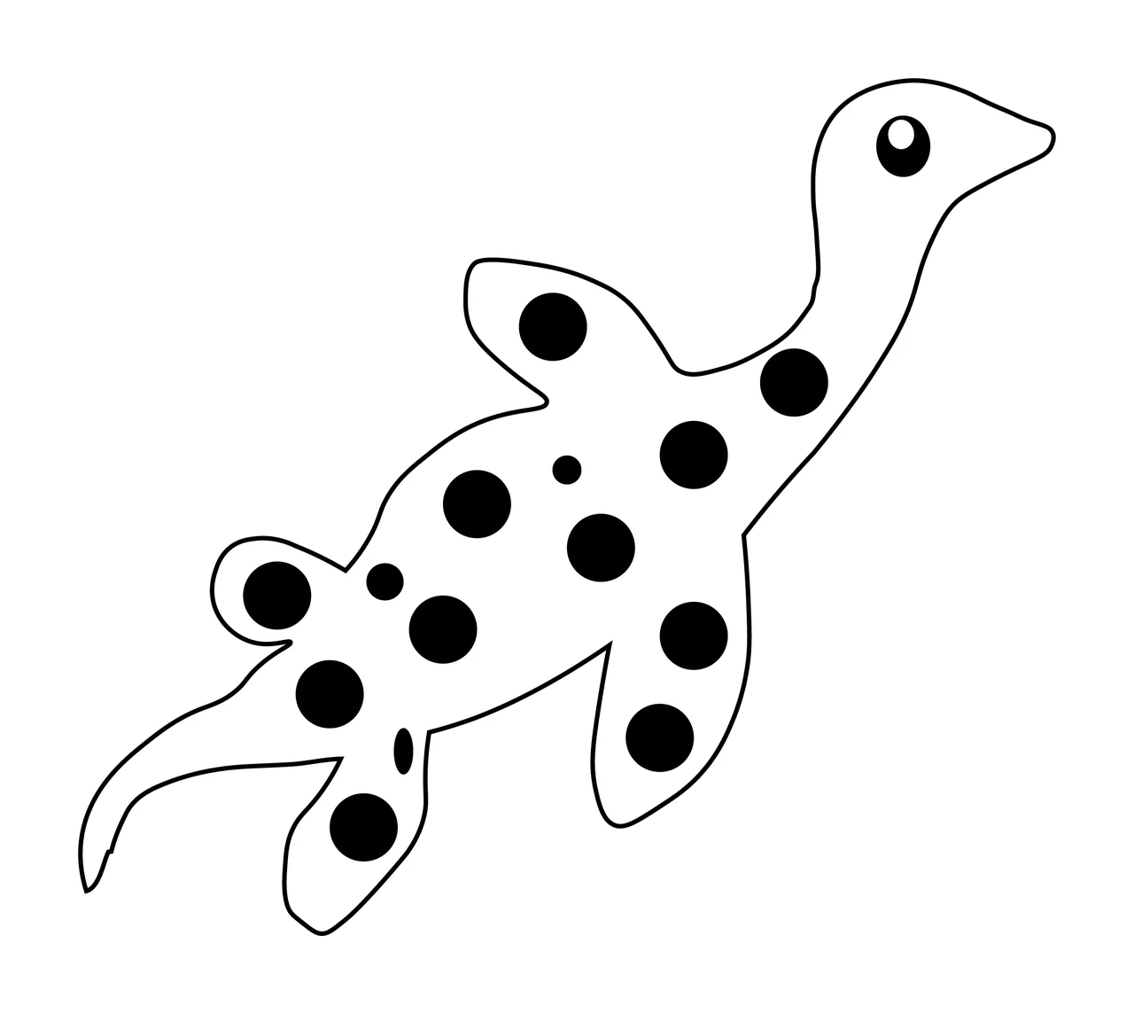 Polka Dot Aquatic Creature Line Drawing swimming dots fins