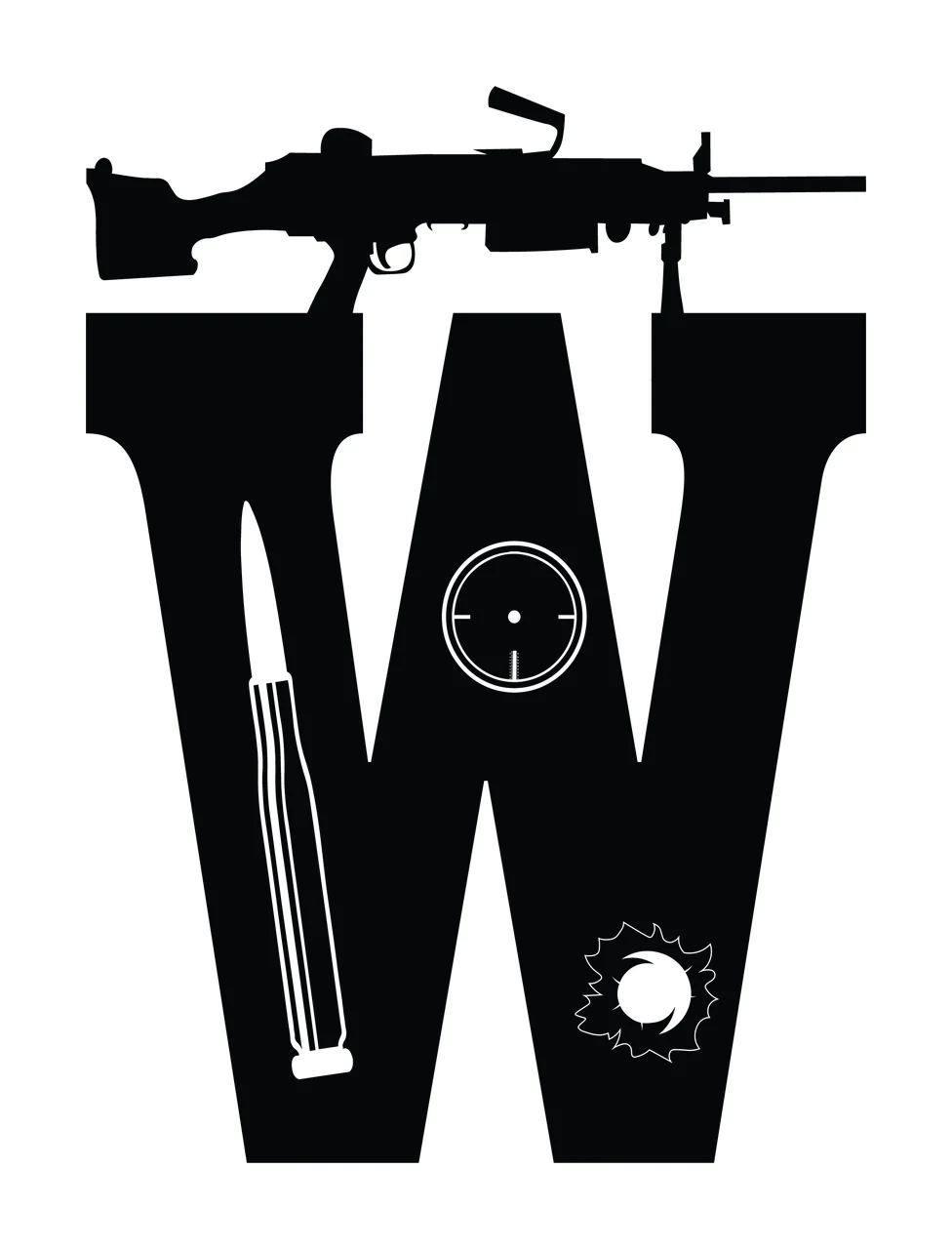 Gun Alphabet Character 14 scalable logo design icon