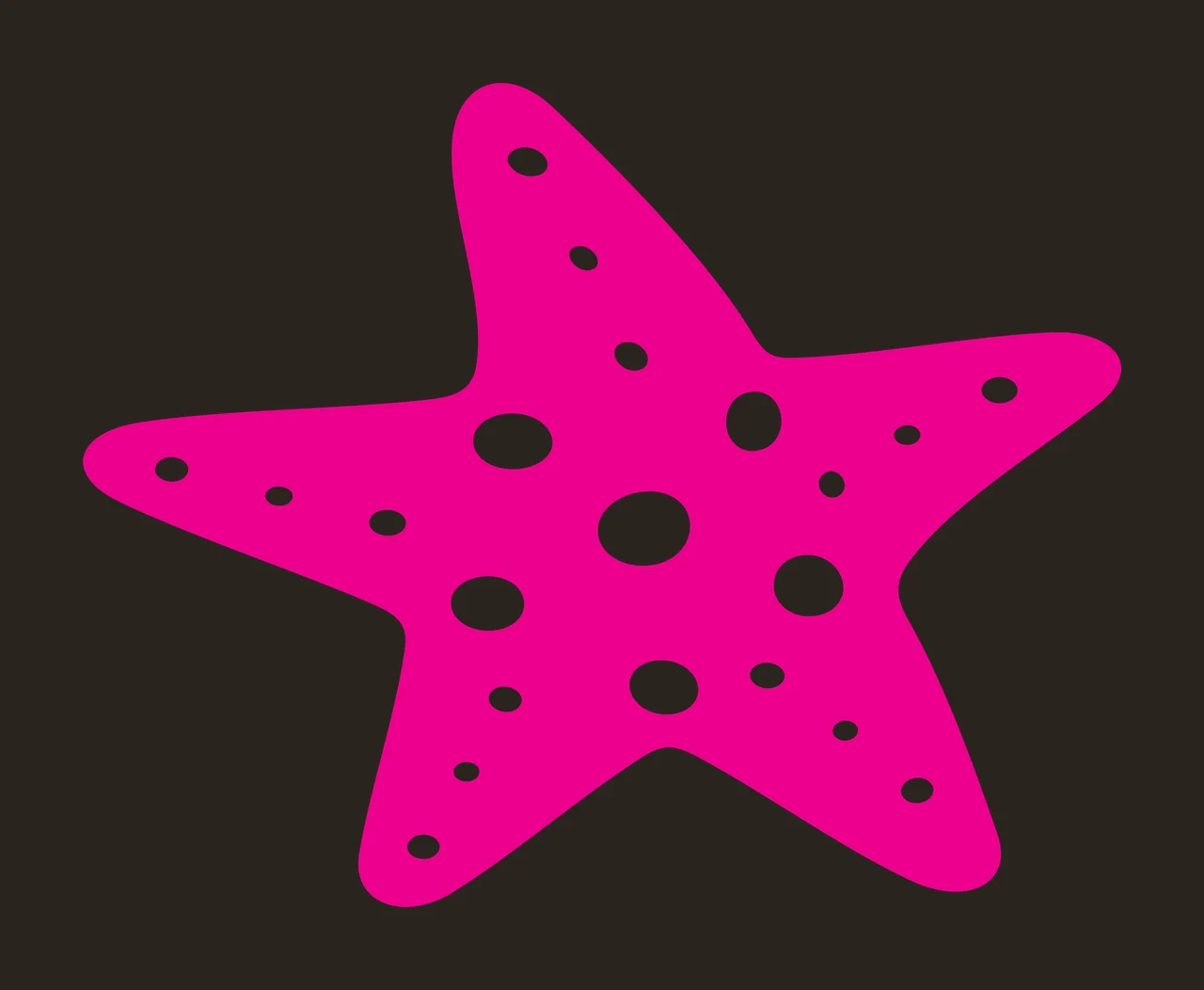 Silhouette Design of Starfish with dots, points, sea star and marine life in pink and white contrast preview thumbnail