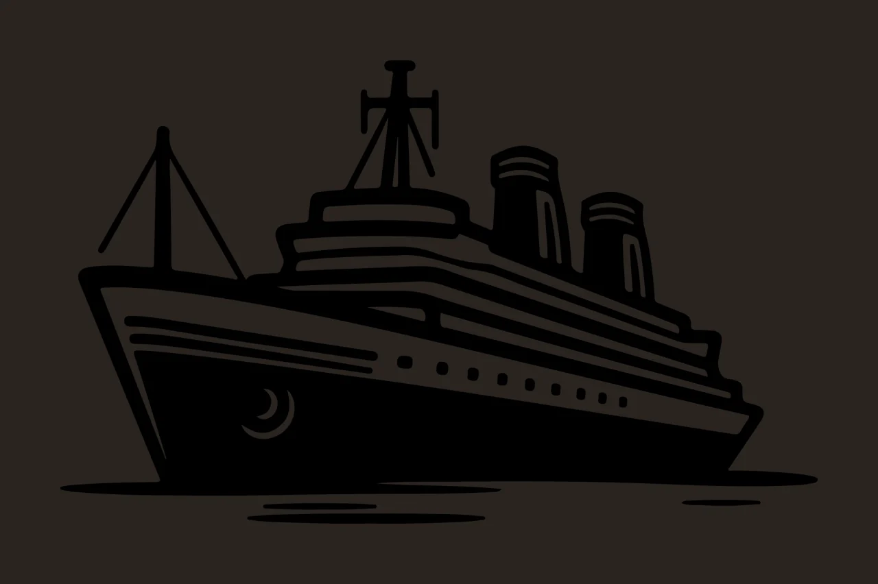 Ship Passenger Cruise Silhouette Icon sailing funnels waves contrast preview thumbnail
