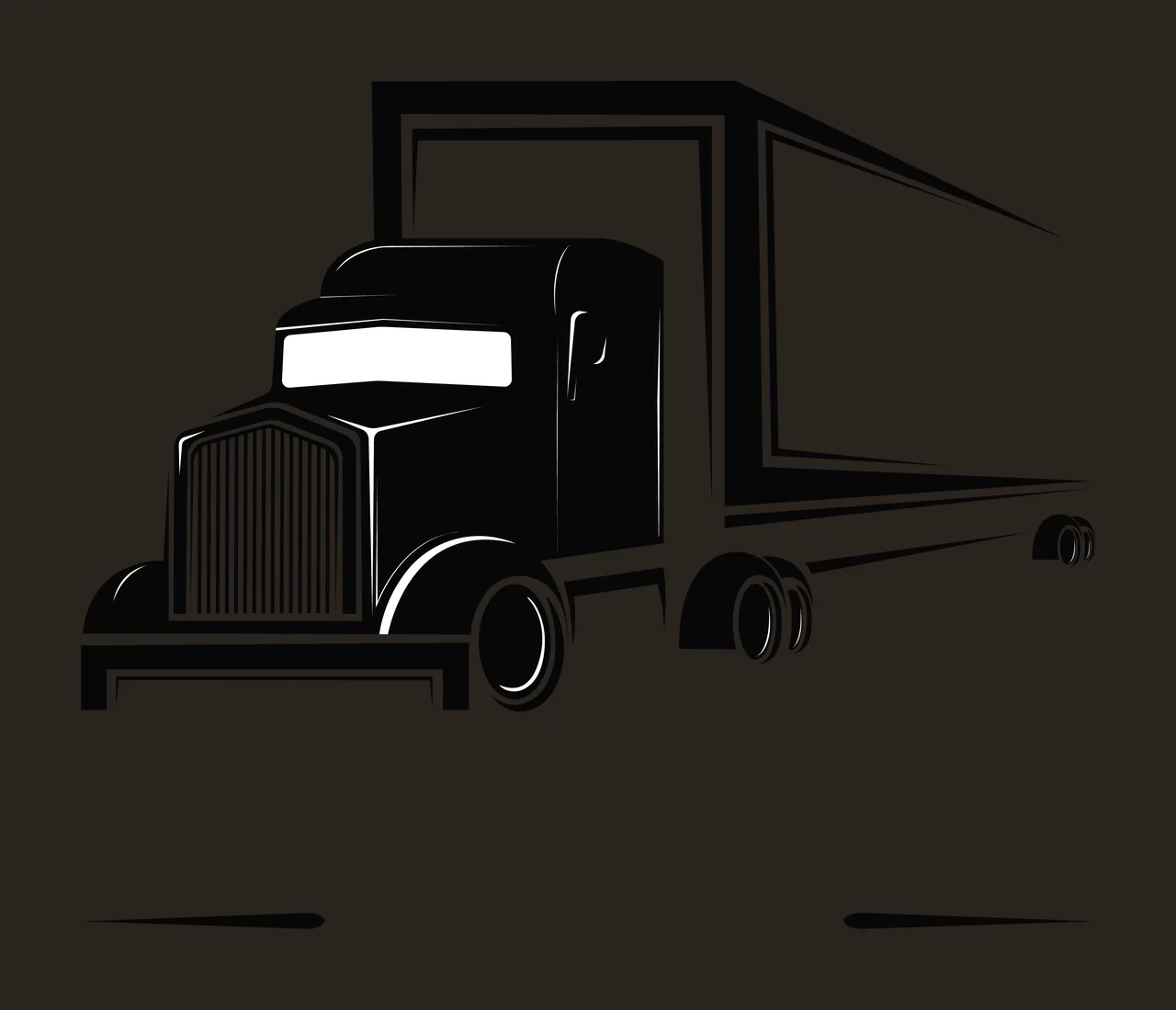 Black Silhouette Of A Semi Truck With Trailer lines white transport contrast preview thumbnail