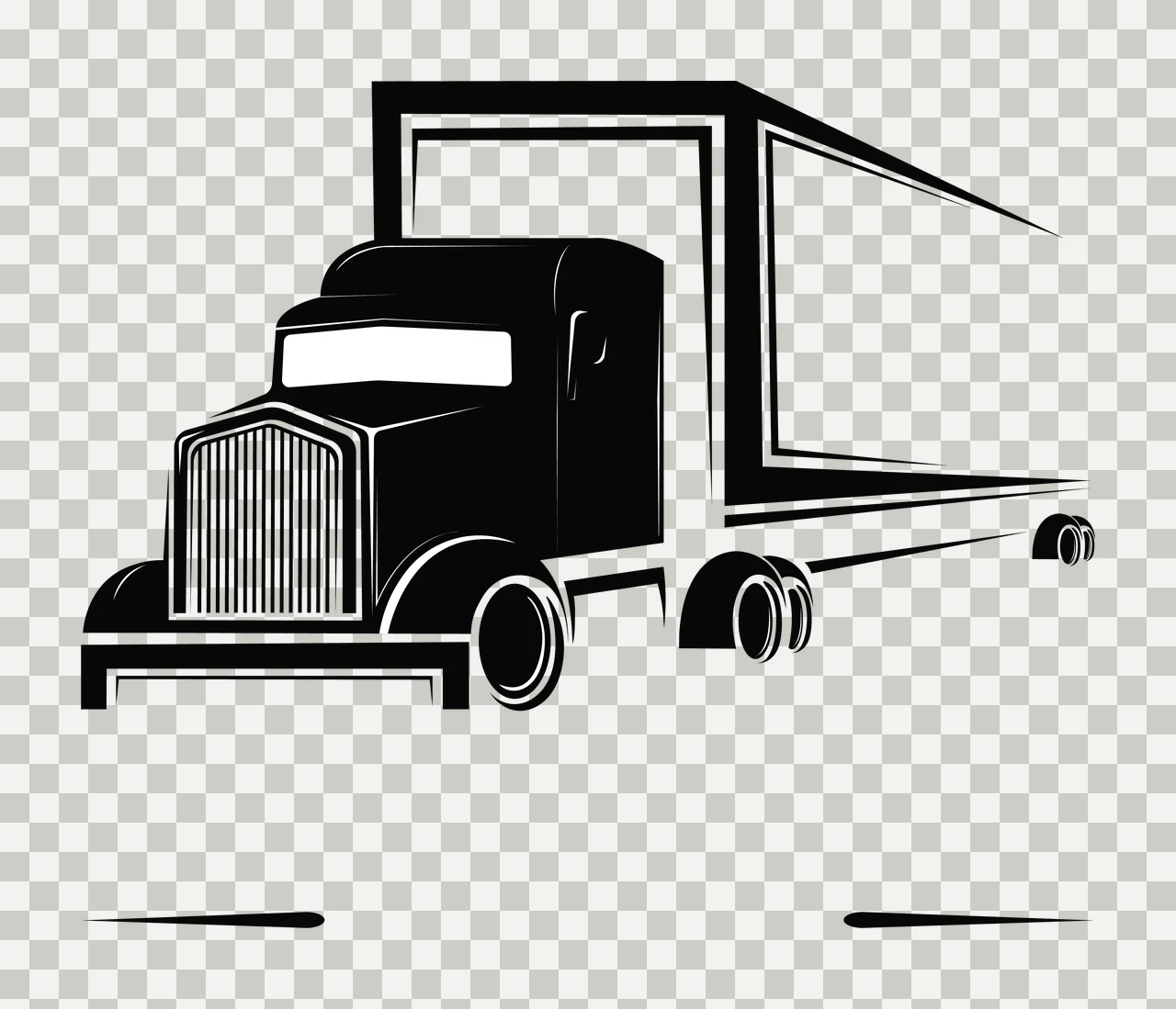 Black Silhouette Of A Semi Truck With Trailer lines white transport transparency and detail preview thumbnail