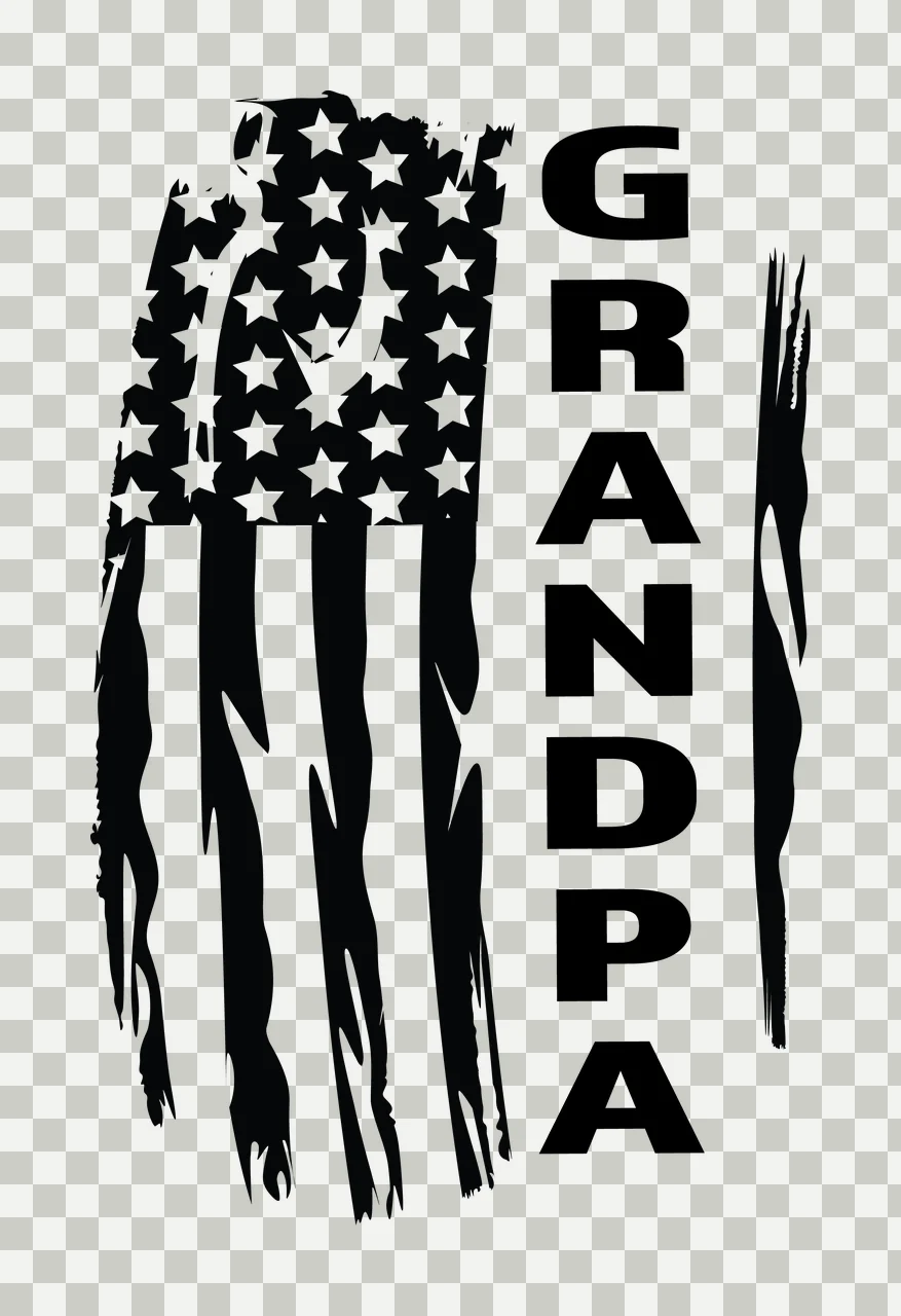 Grandpa Flag Vertical Distressed Graphic With The Word displaying text transparency and detail preview thumbnail