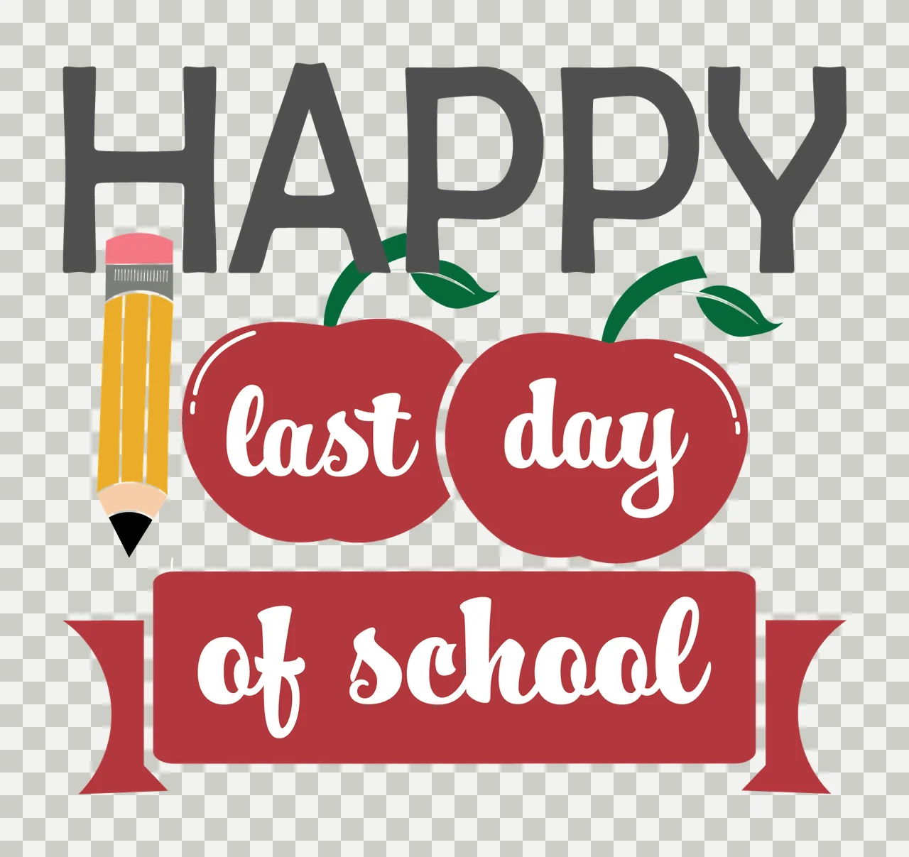 School Happy Two Apples And Pencil Banner black white plain transparency and detail preview thumbnail