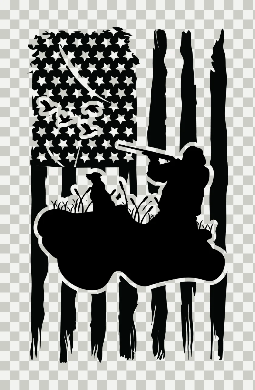Hunting American Flag Silhouette With Hunter stars stripes transparency and detail preview thumbnail