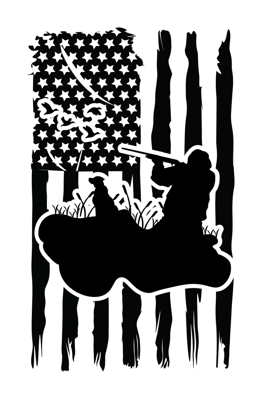 Hunting American Flag Silhouette With Hunter stars stripes
