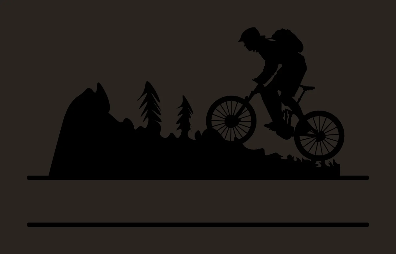 Mountain Bike Black Silhouette Of Biker Riding Over rocks trees contrast preview thumbnail