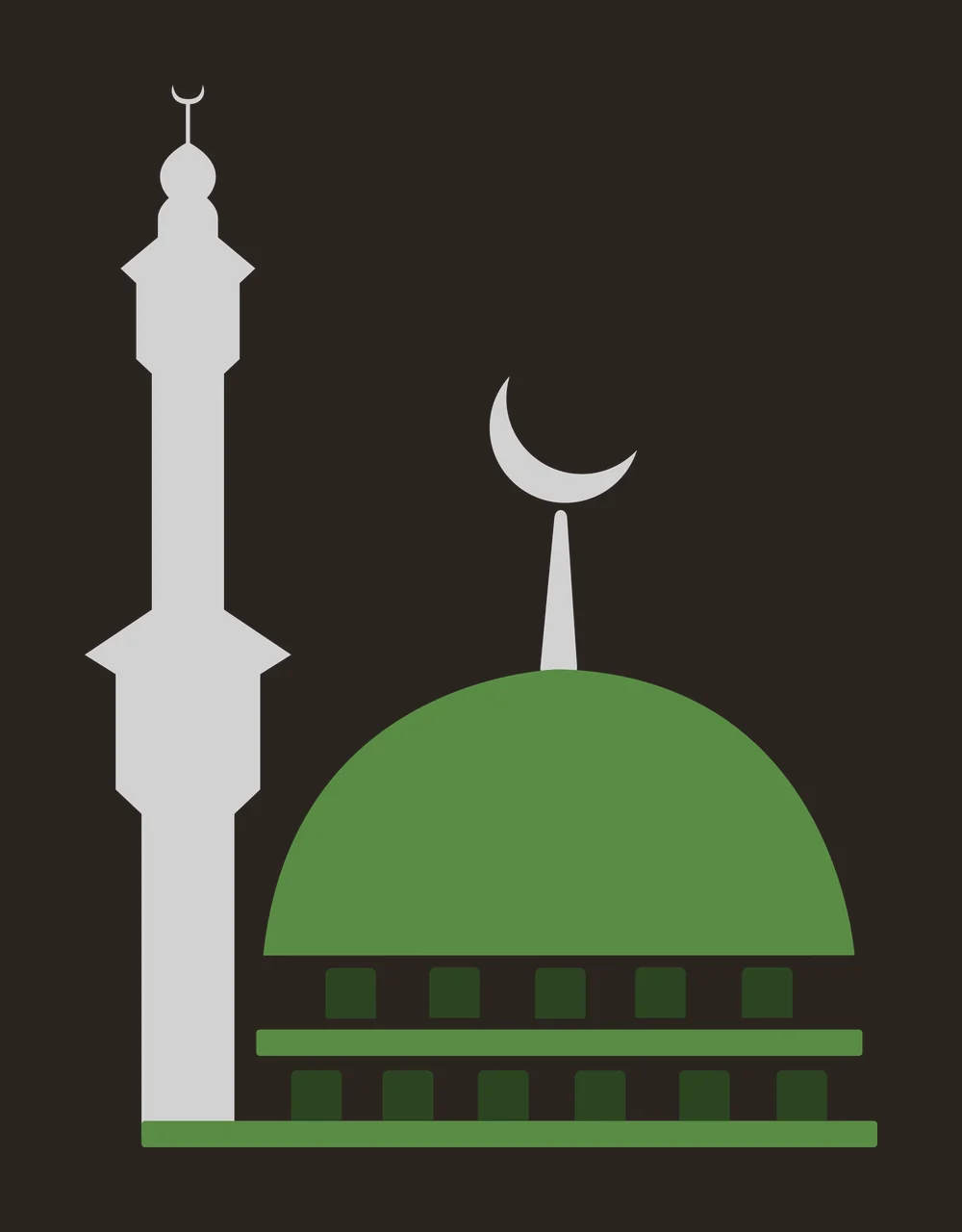 Black Silhouette Mosque With Minaret dome crescent flat graphic contrast preview thumbnail