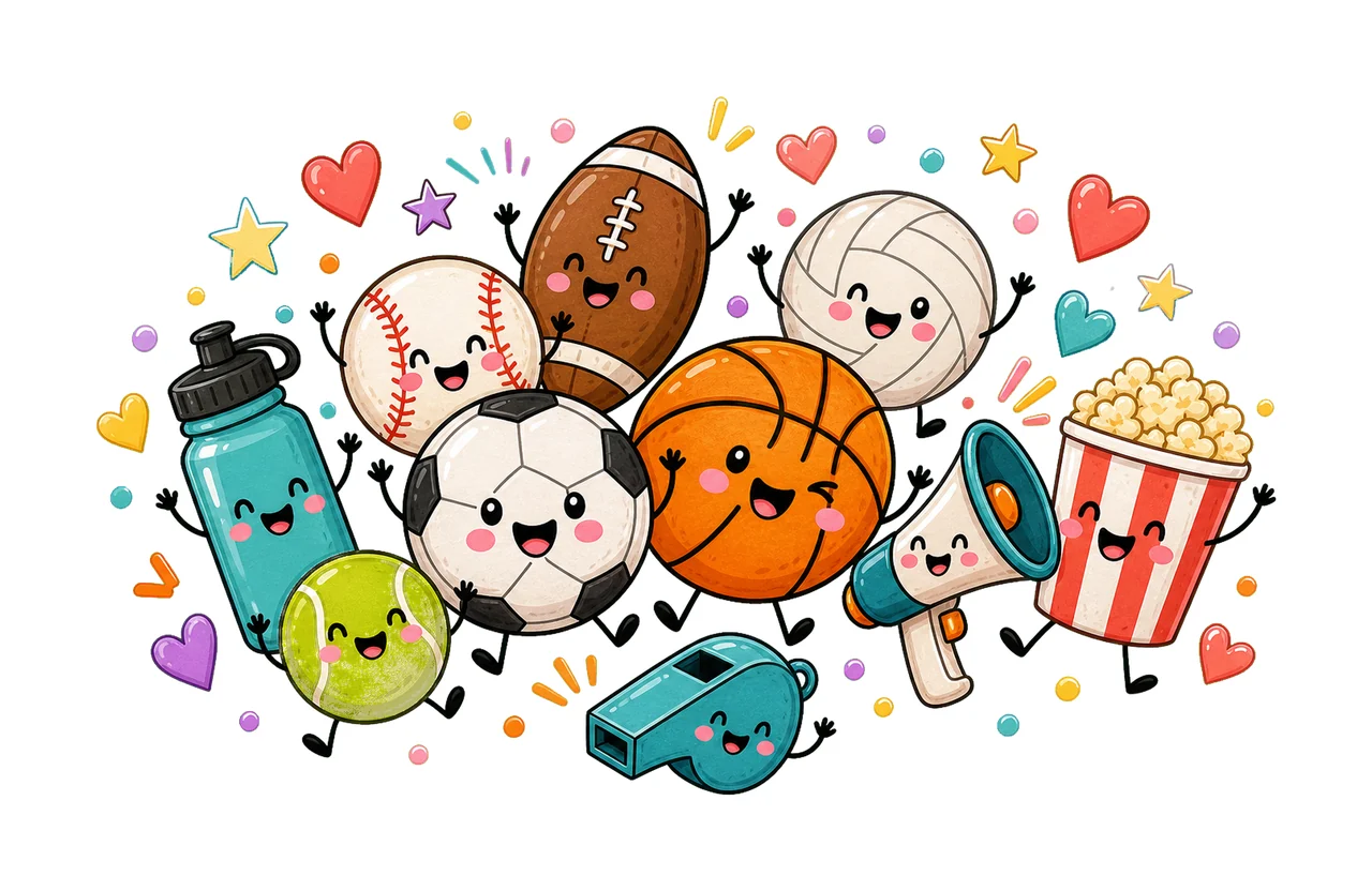 Cute Sports Balls Soccer Game Day Doodle Variation E