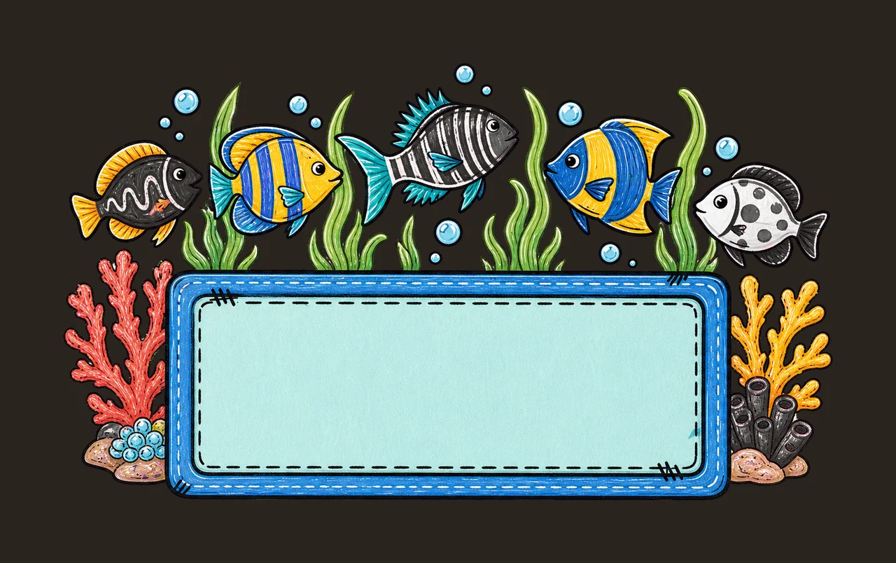 Colorful fish underwater with Name Patch girly Variation E contrast preview thumbnail