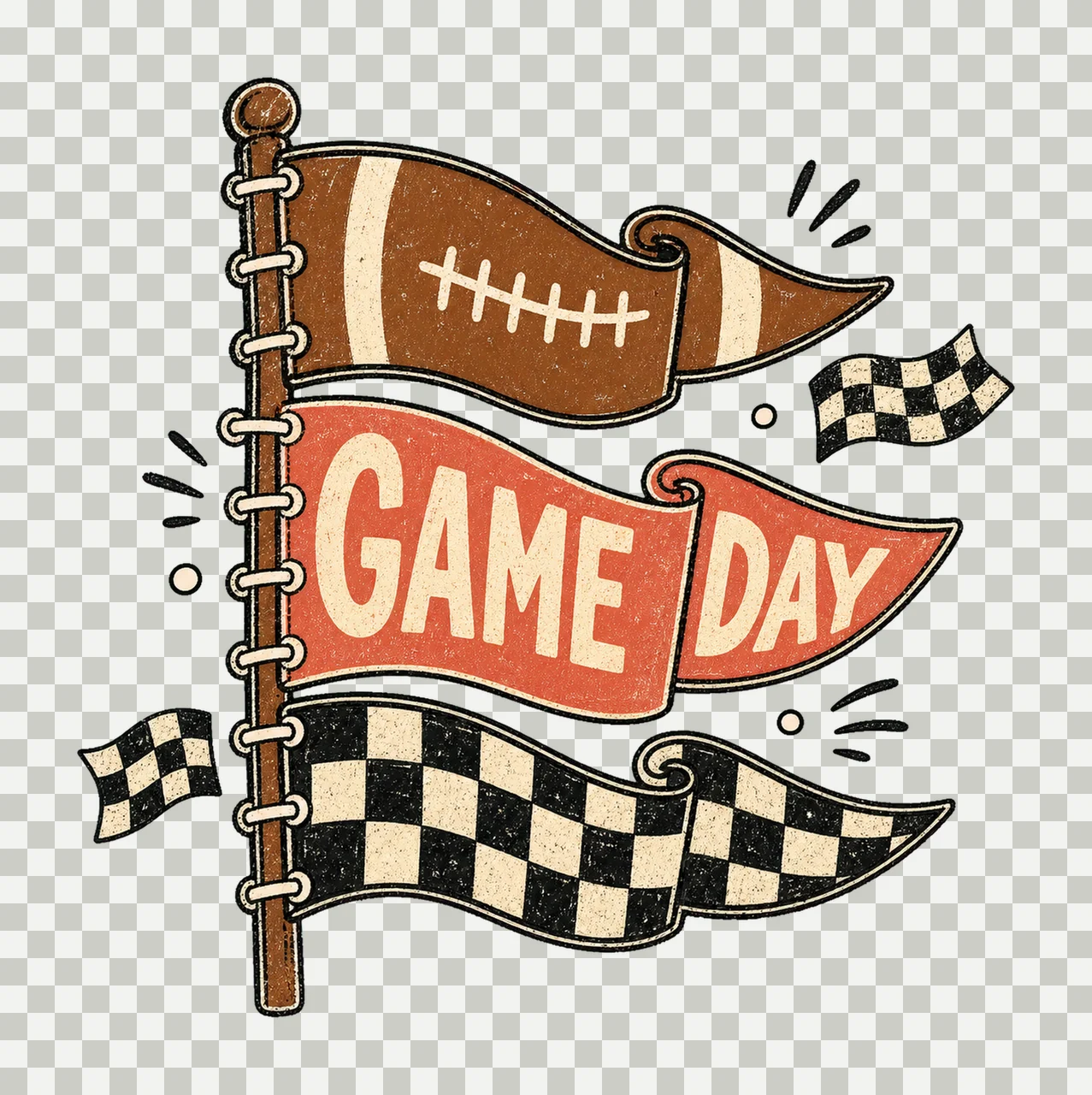 Retro Football Season Touchdown Design Varsity Variation B transparency and detail preview thumbnail