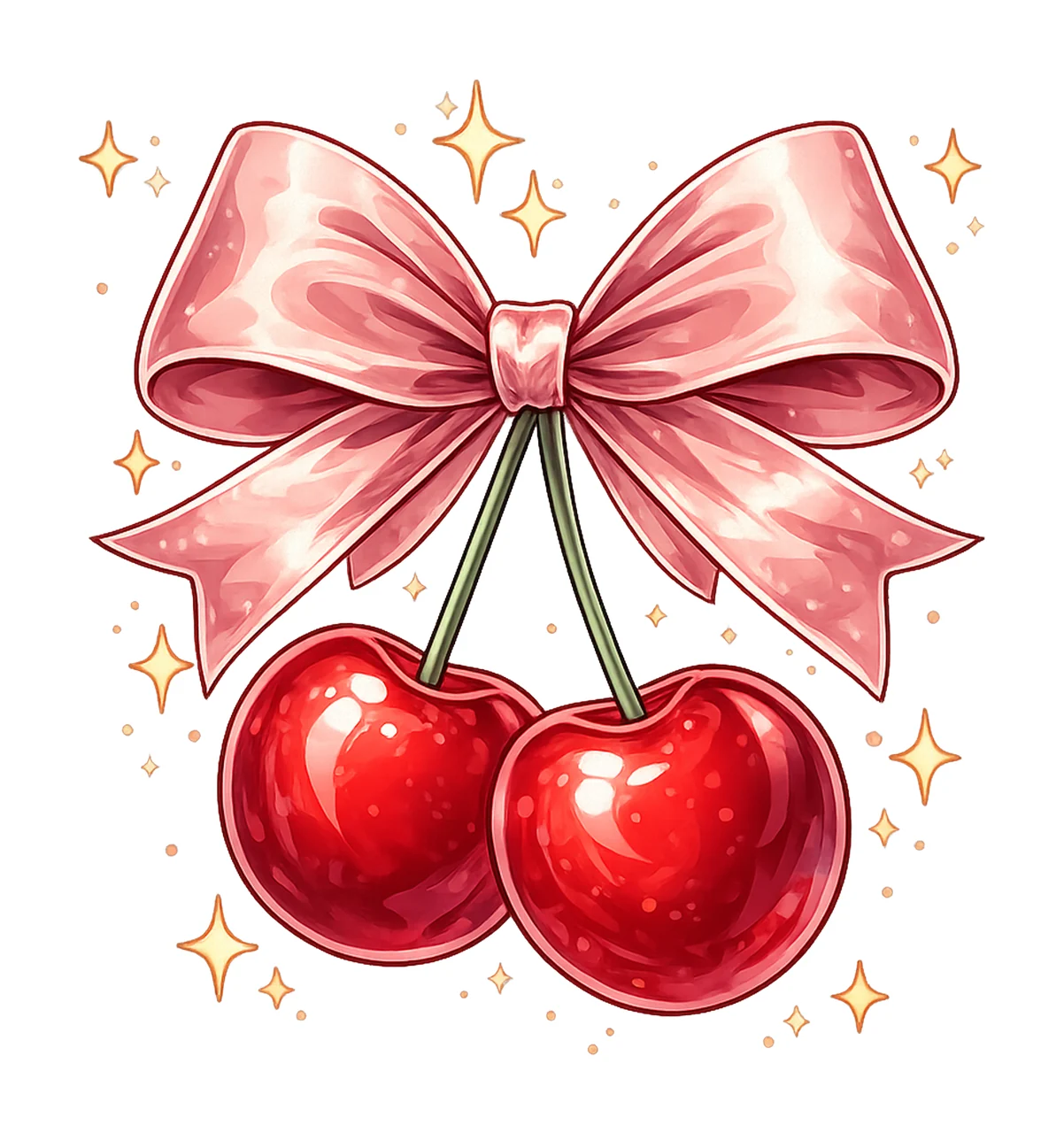 Cherry Bow Aesthetic Retro Cherries Design Fruit Art Vintage