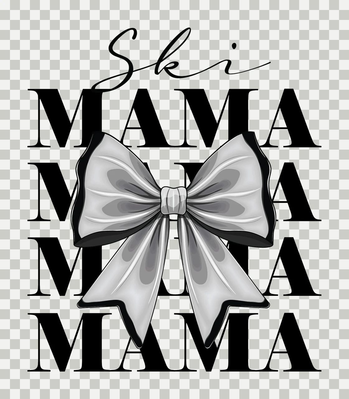 Ski Mama Mama Mama Text Overlay With Bow and Graphic layout transparency and detail preview thumbnail