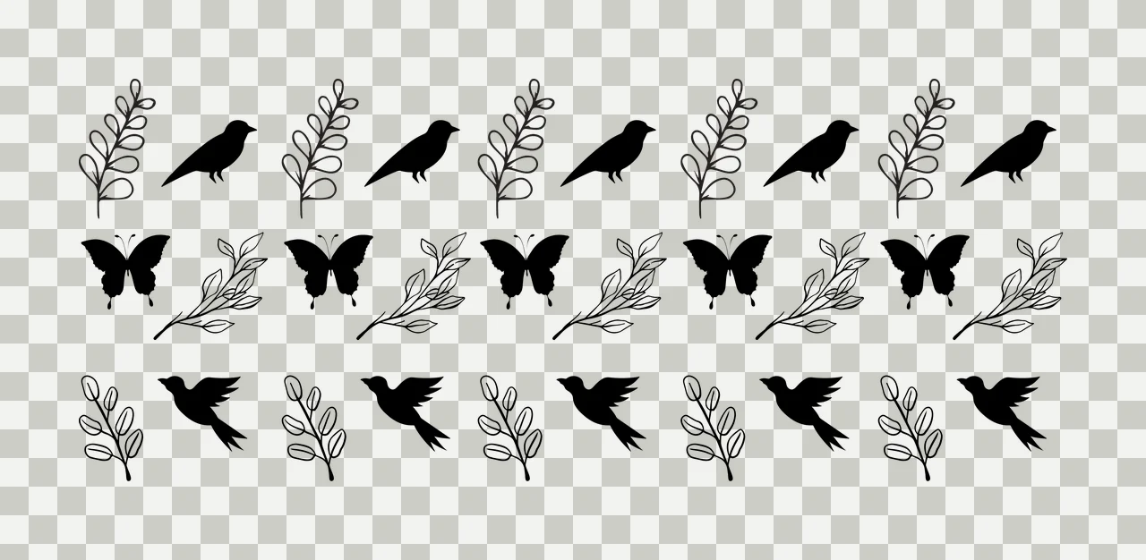 Can Glass Wrap Birds Butterflies And Foliage Pattern nature elements transparency and detail preview thumbnail