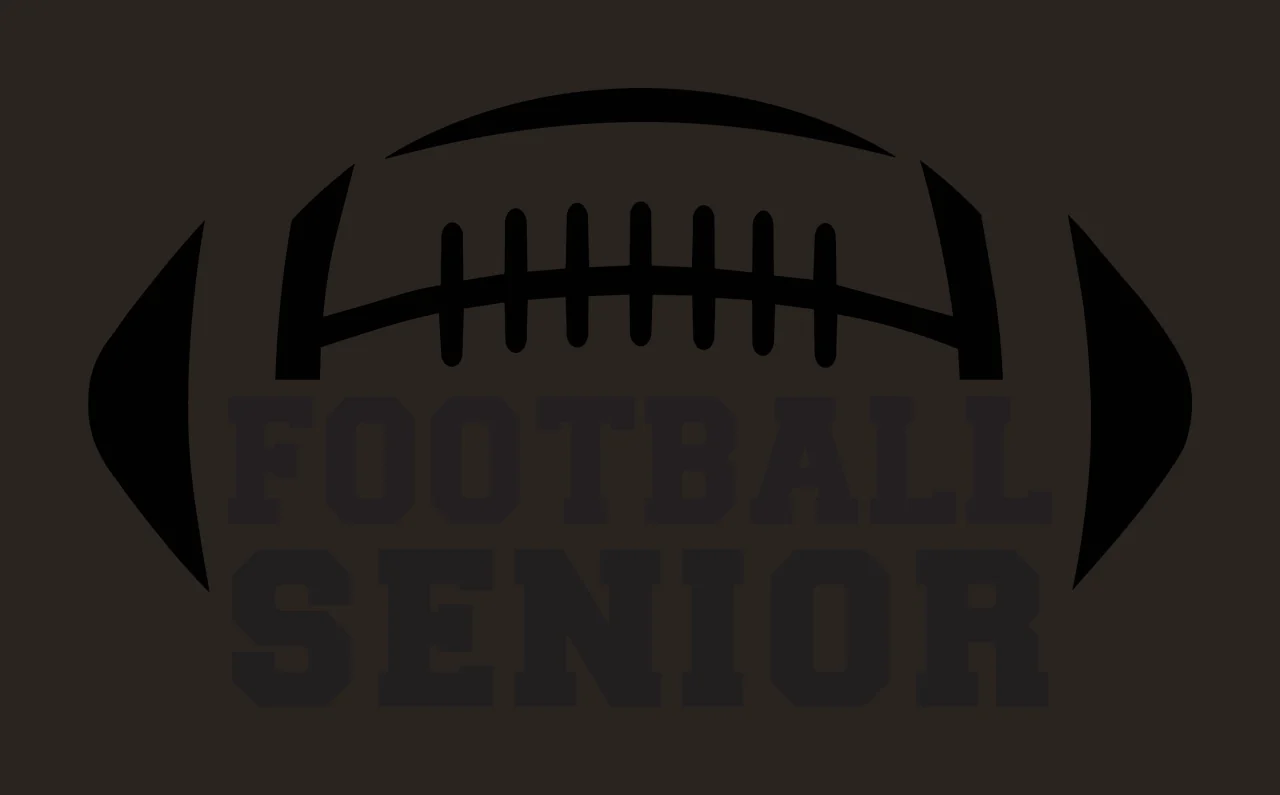 FOOTBALL SENIOR Typography Design with football silhouette, black laces and black text in white contrast preview thumbnail