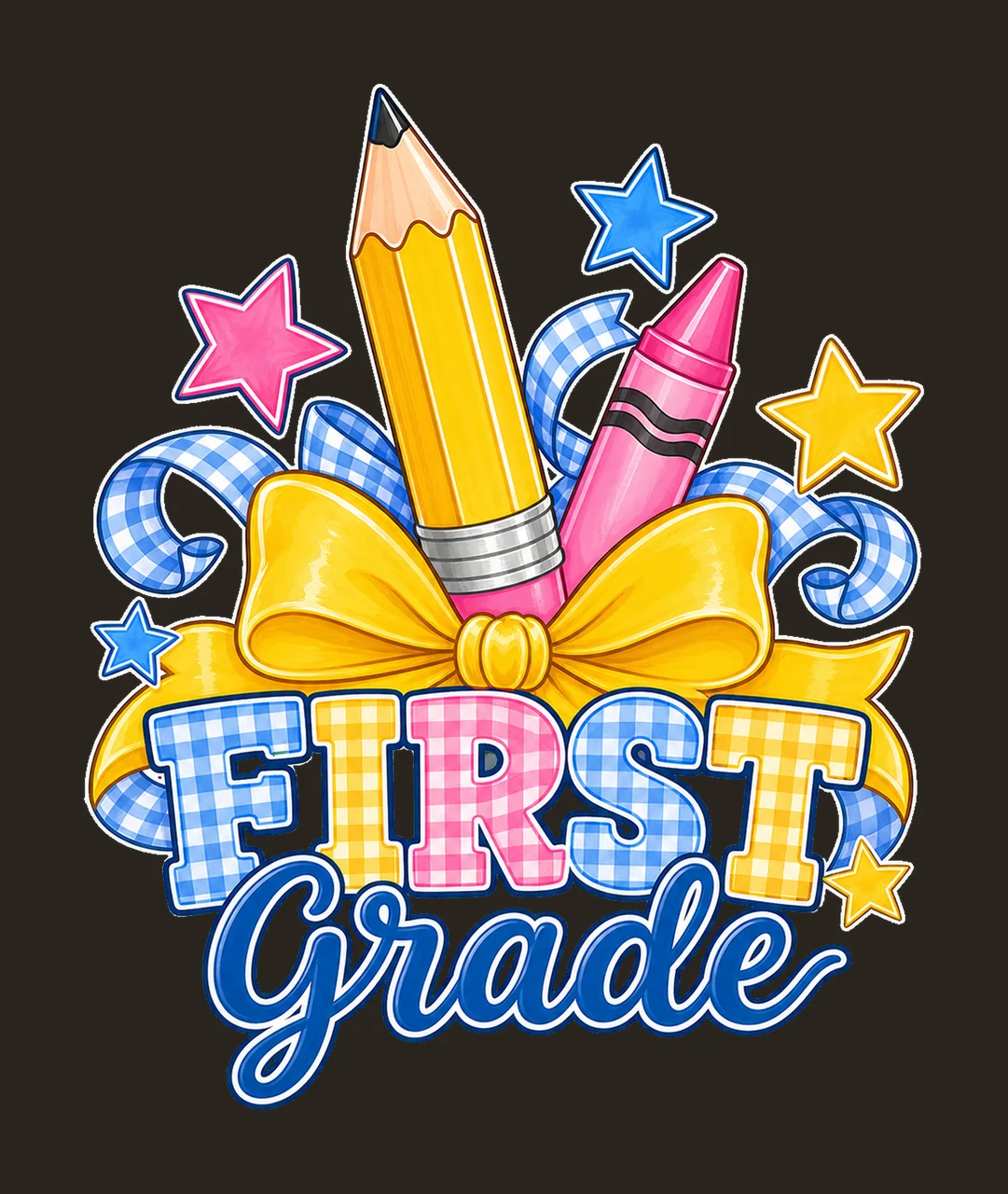 Coquette Back To School Pencil Bow Grade Variation E contrast preview thumbnail