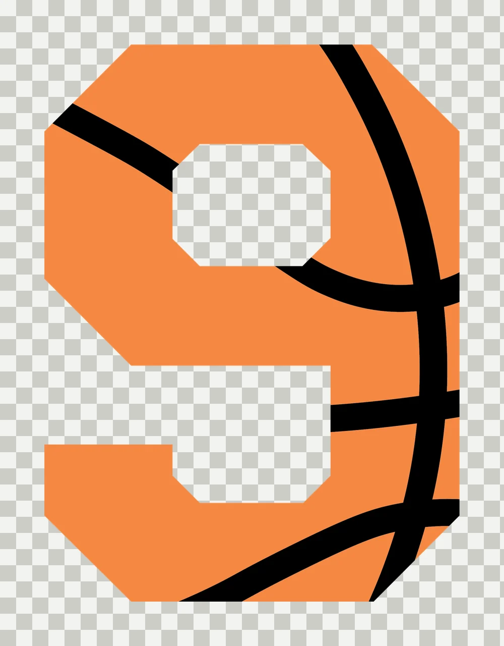 Number 9 Large Bold Nine Featuring Black Basketball texture transparency and detail preview thumbnail