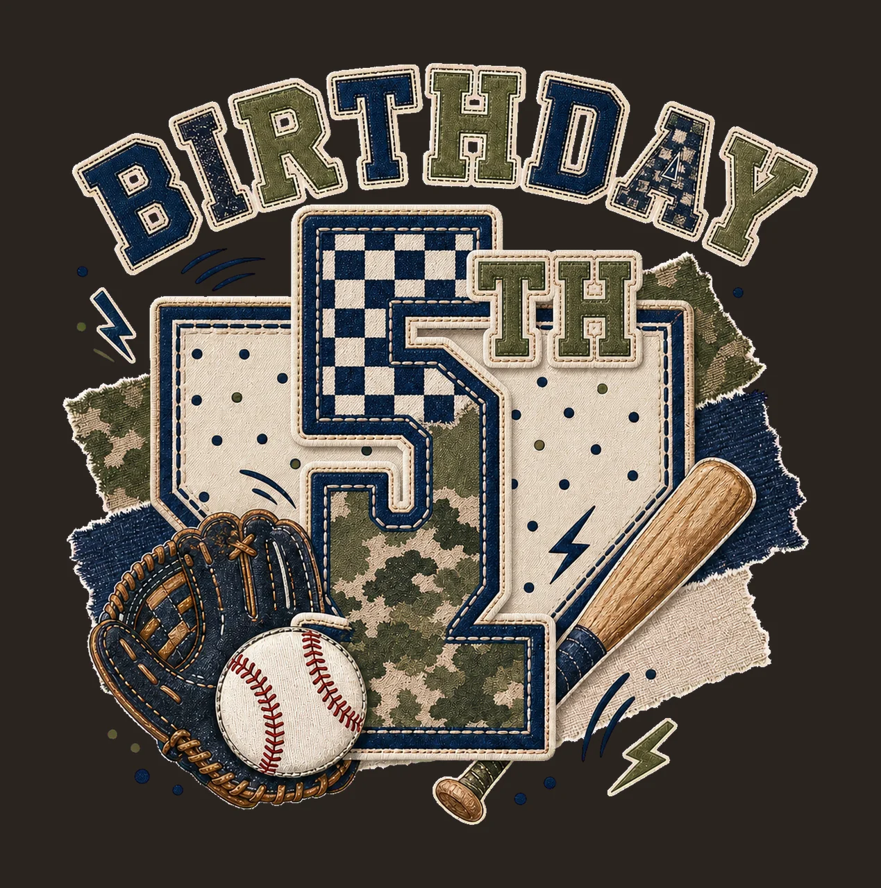 Star Camo Baseball Birthday sublimation instant Variation B contrast preview thumbnail