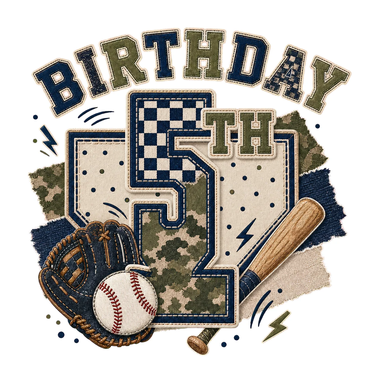 Star Camo Baseball Birthday sublimation instant Variation B