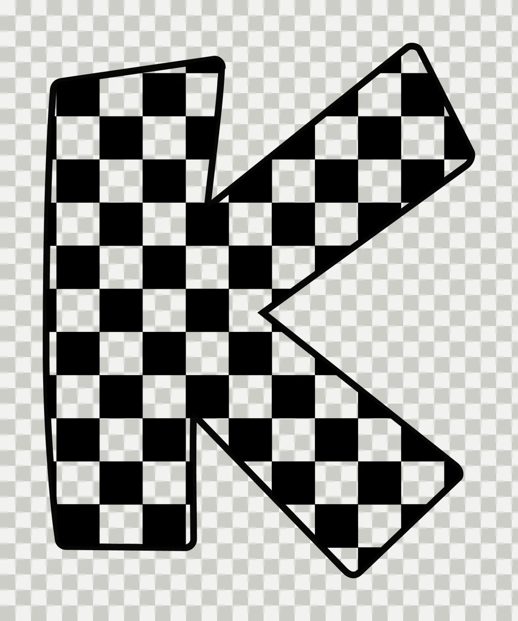 Can Glass Wrap K Letter With Checkerboard Pattern transparency and detail preview thumbnail