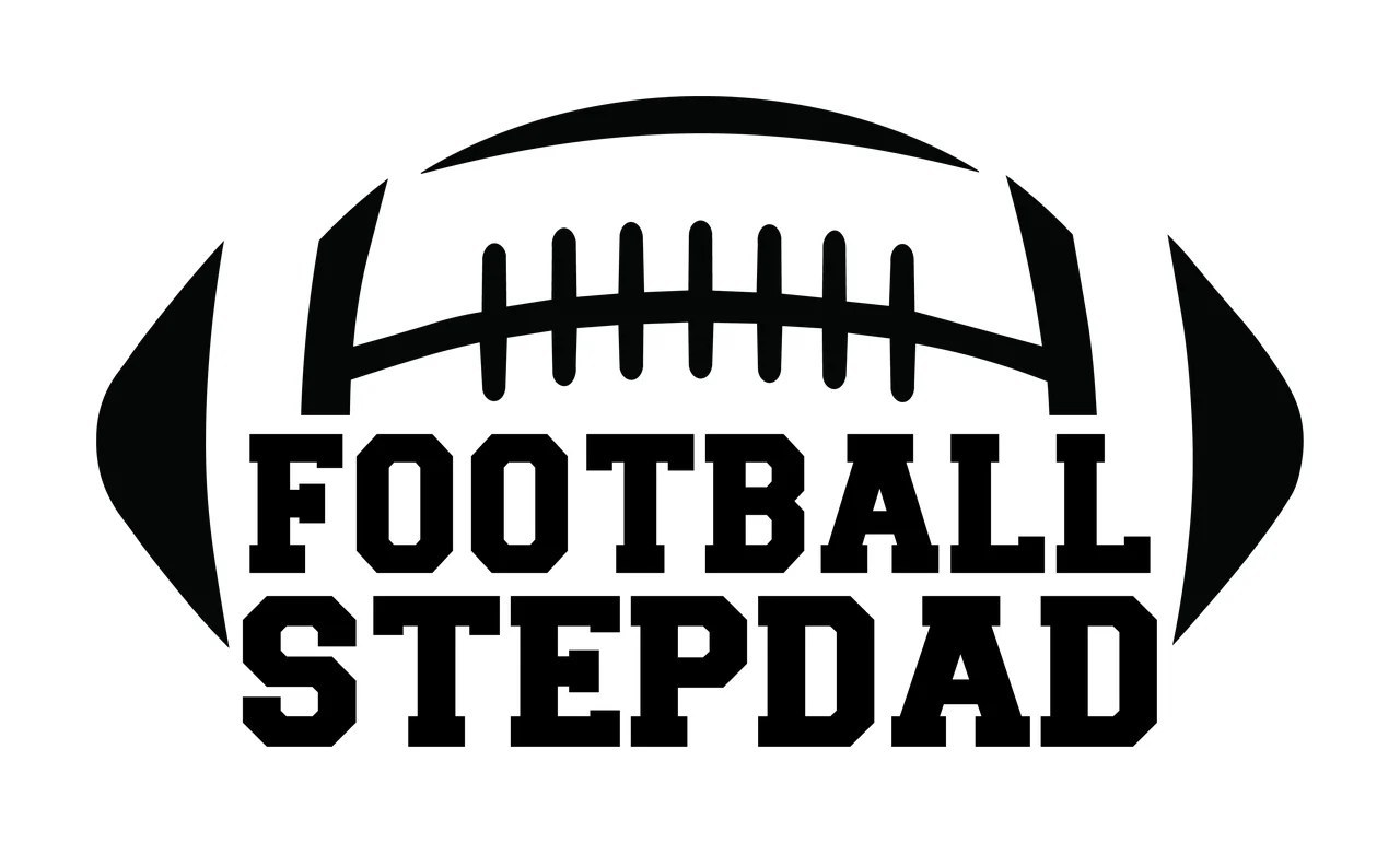 Football Stepdad Text With Ball Silhouette black white plain