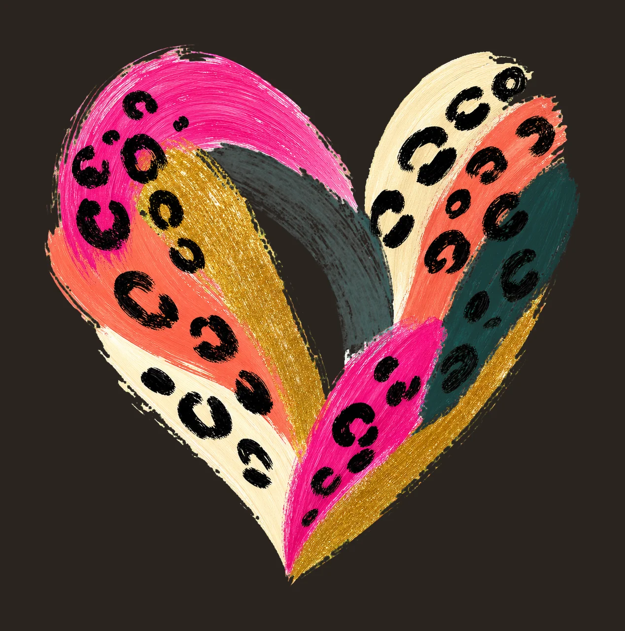 Leopard Heart Boho Brush Stroke sublimation Variation A contrast preview thumbnail
