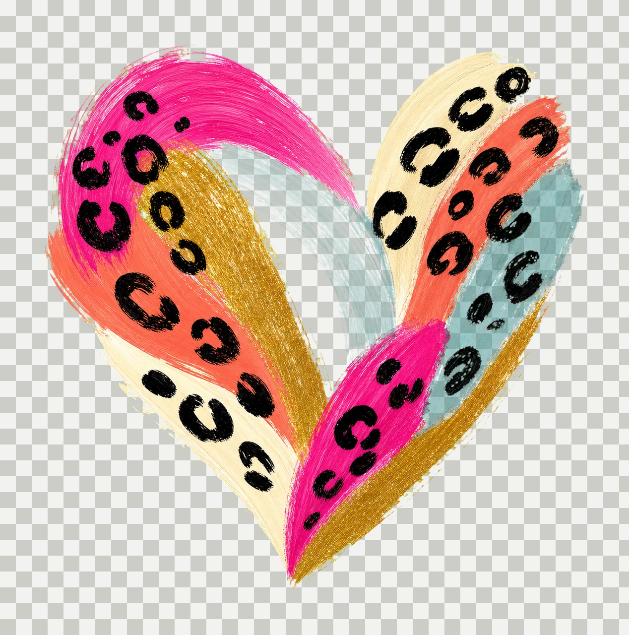 Leopard Heart Boho Brush Stroke sublimation Variation A transparency and detail preview thumbnail