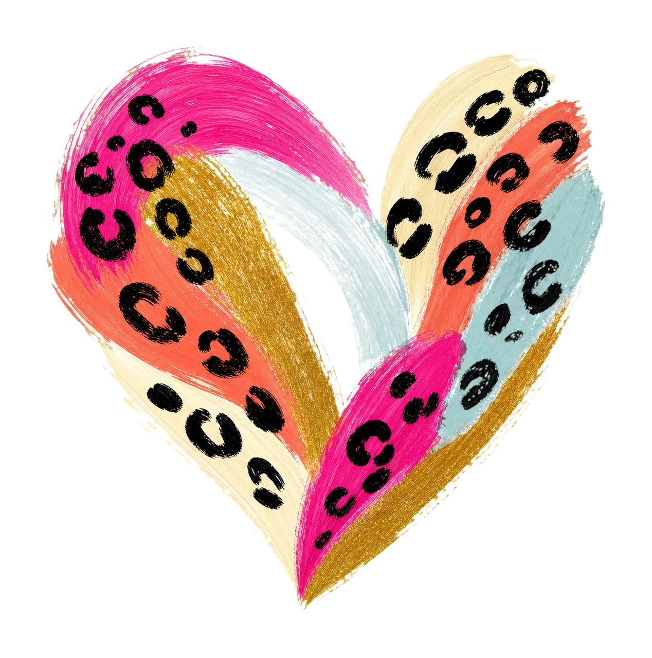 Leopard Heart Boho Brush Stroke sublimation Variation A