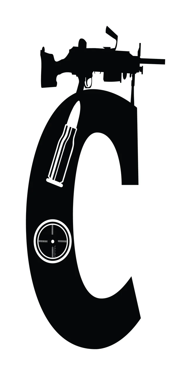 Gun Alphabet Character 10 scalable logo design icon