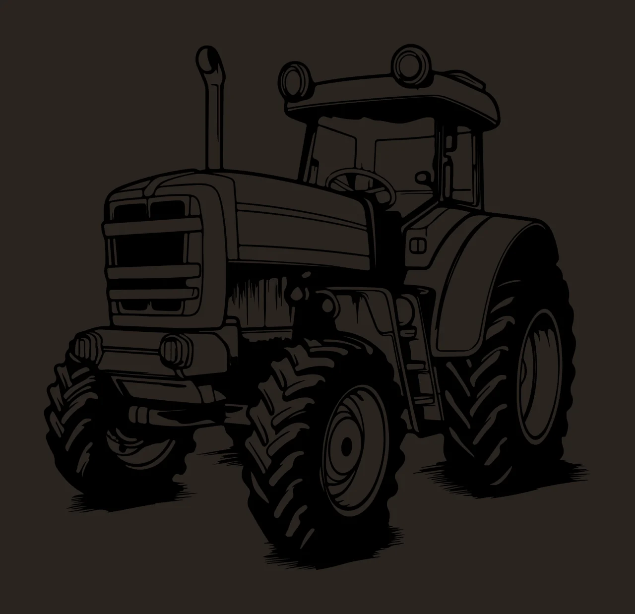 Utility Tractor Front Side Illustration stationary wheels exhaust pipe contrast preview thumbnail