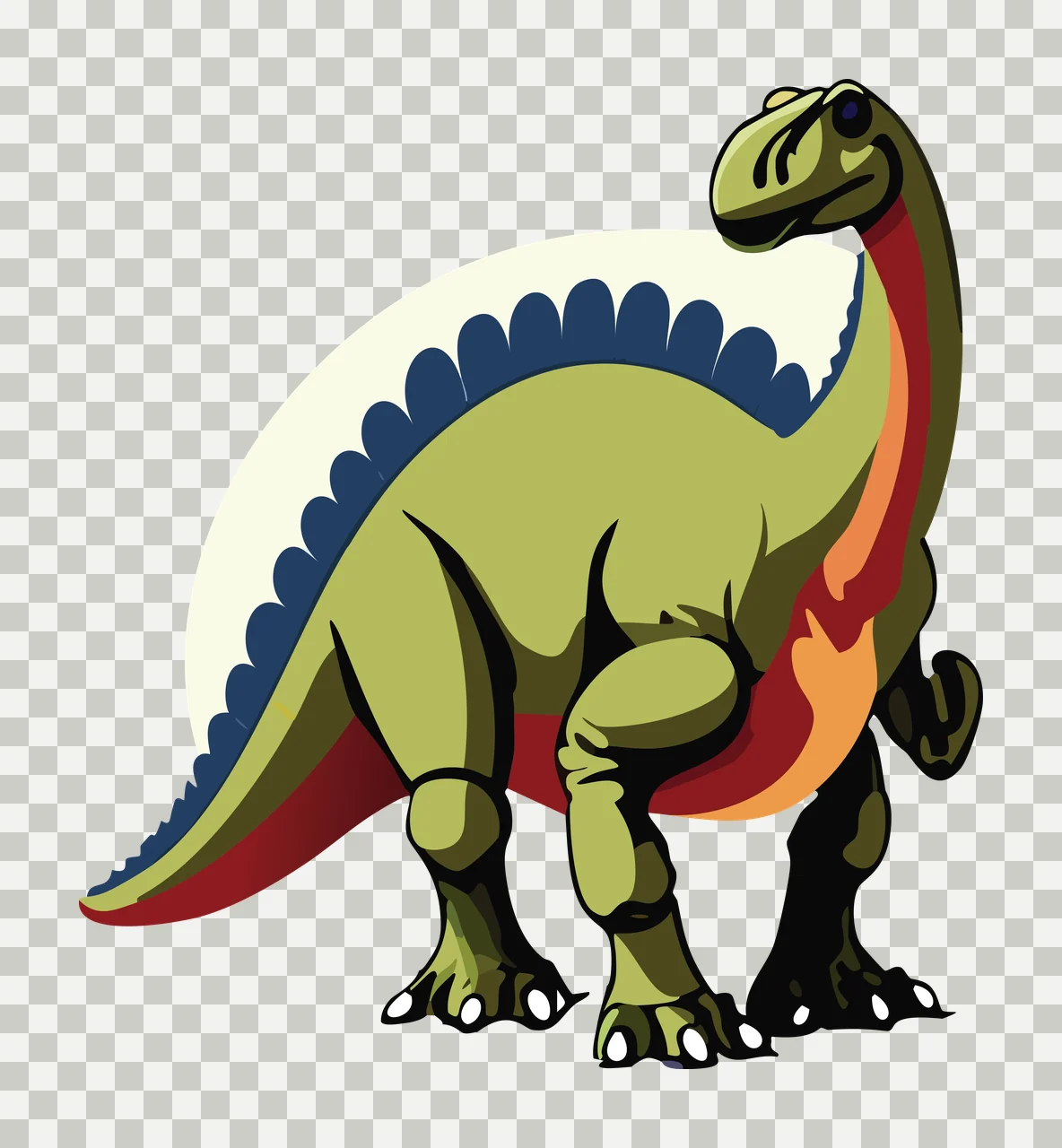 Dinosaur Silhouette With Rounded Back standing black white transparency and detail preview thumbnail