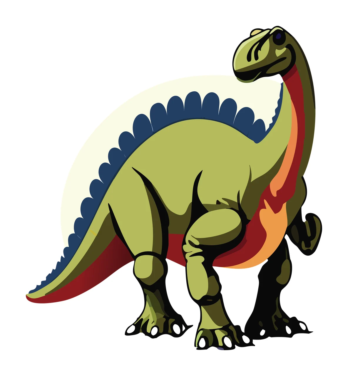 Dinosaur Silhouette With Rounded Back standing black white