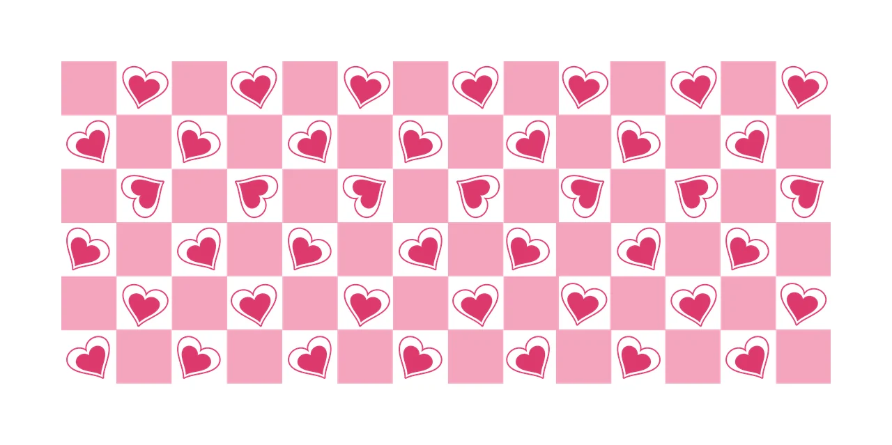 Can Glass Wrap Black And White Checkered Heart hearts repeating