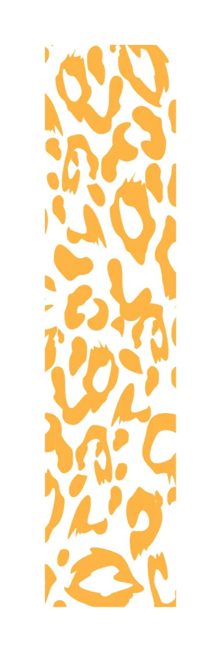 Leopard print pattern Illustration with leopard spots, rosettes and vertical strip in yellow, orange and white
