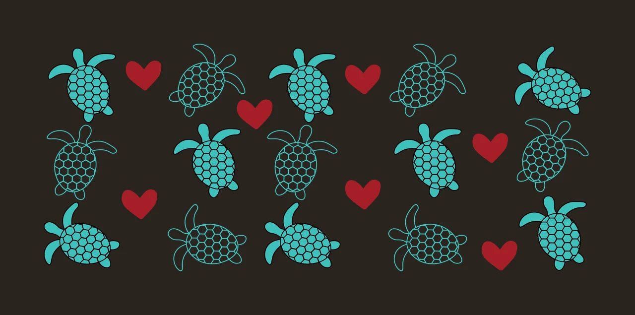 Can Glass Wrap Turtle And Heart Shape Pattern turtles floating contrast preview thumbnail
