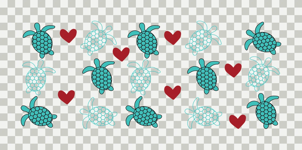 Can Glass Wrap Turtle And Heart Shape Pattern turtles floating transparency and detail preview thumbnail