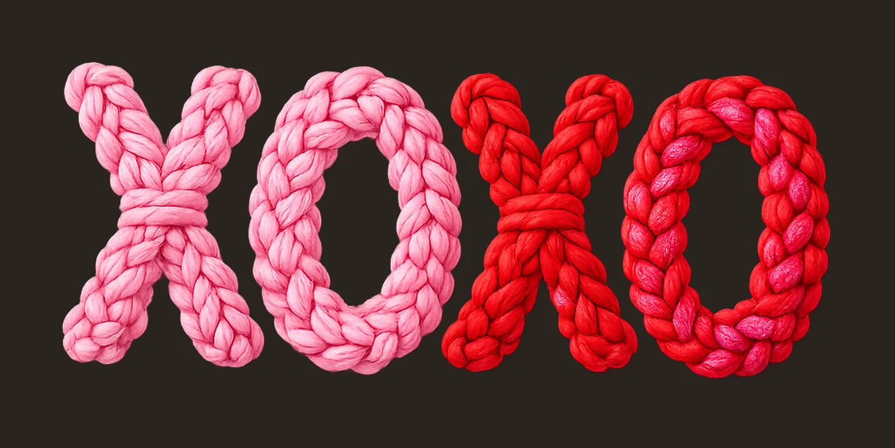 XOXO knit yarn design trendy Valentine sublimation cute contrast preview thumbnail