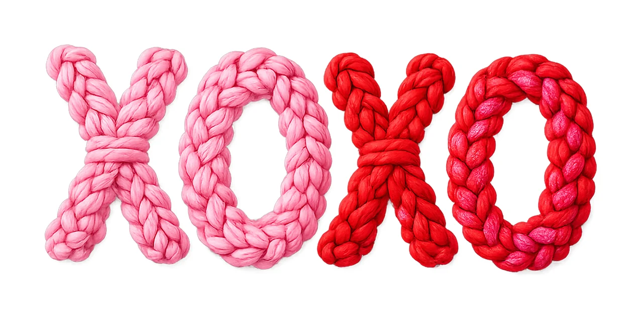 XOXO knit yarn design trendy Valentine sublimation cute