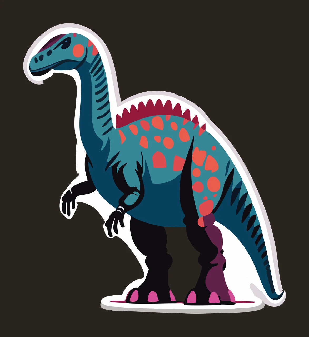 Dinosaur Large Standing Side Profile View ground outline silhouette contrast preview thumbnail