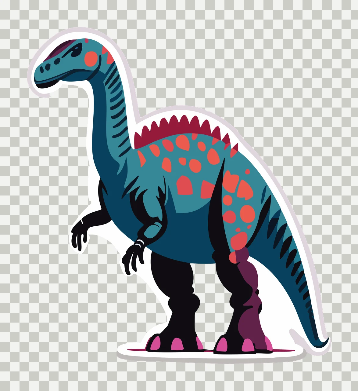 Dinosaur Large Standing Side Profile View ground outline silhouette transparency and detail preview thumbnail