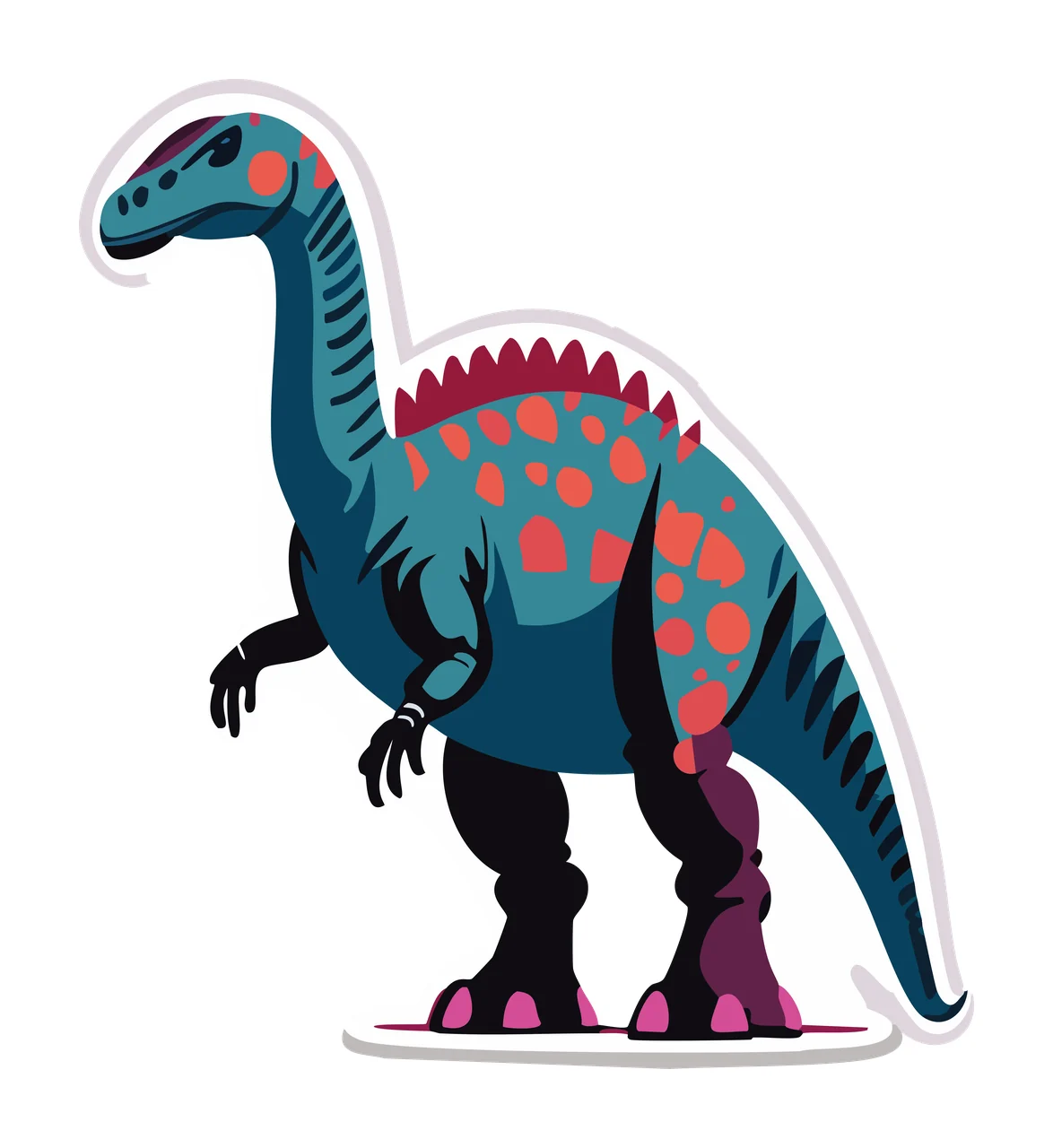 Dinosaur Large Standing Side Profile View ground outline silhouette