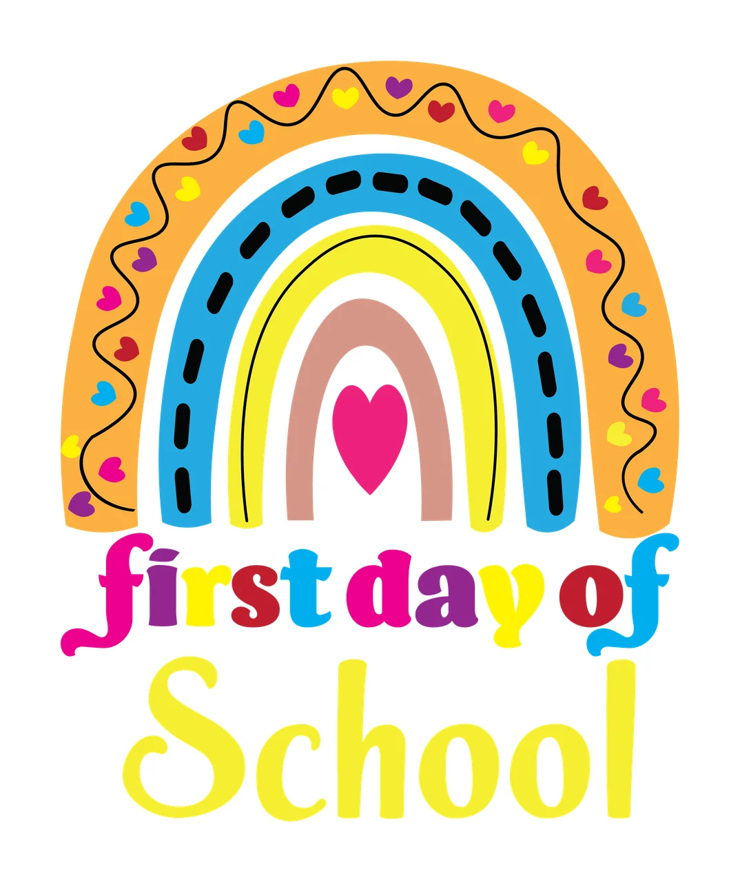 Rainbow First Day Of School Silhouette announcing minimalist