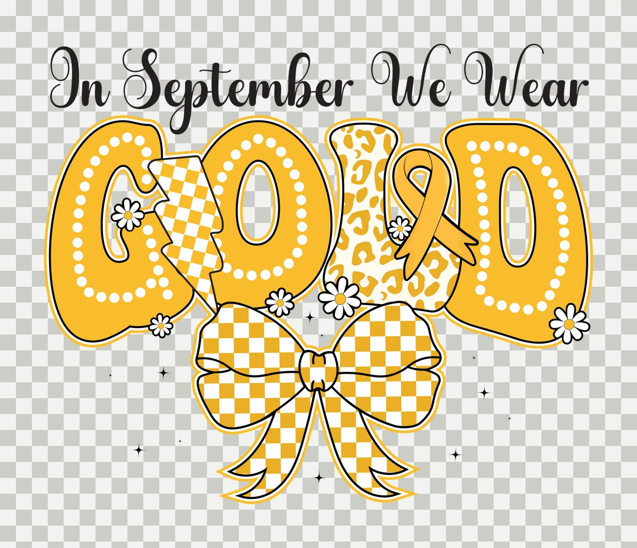 In September We Wear Gold Design announcing bow stars black transparency and detail preview thumbnail