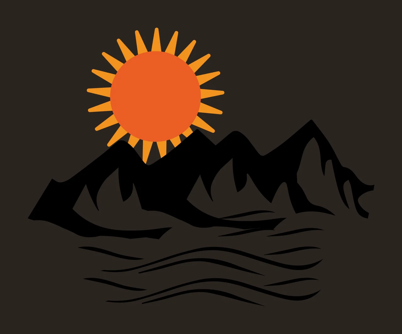 Sun Rising Over Jagged Mountains landscape water black white contrast preview thumbnail