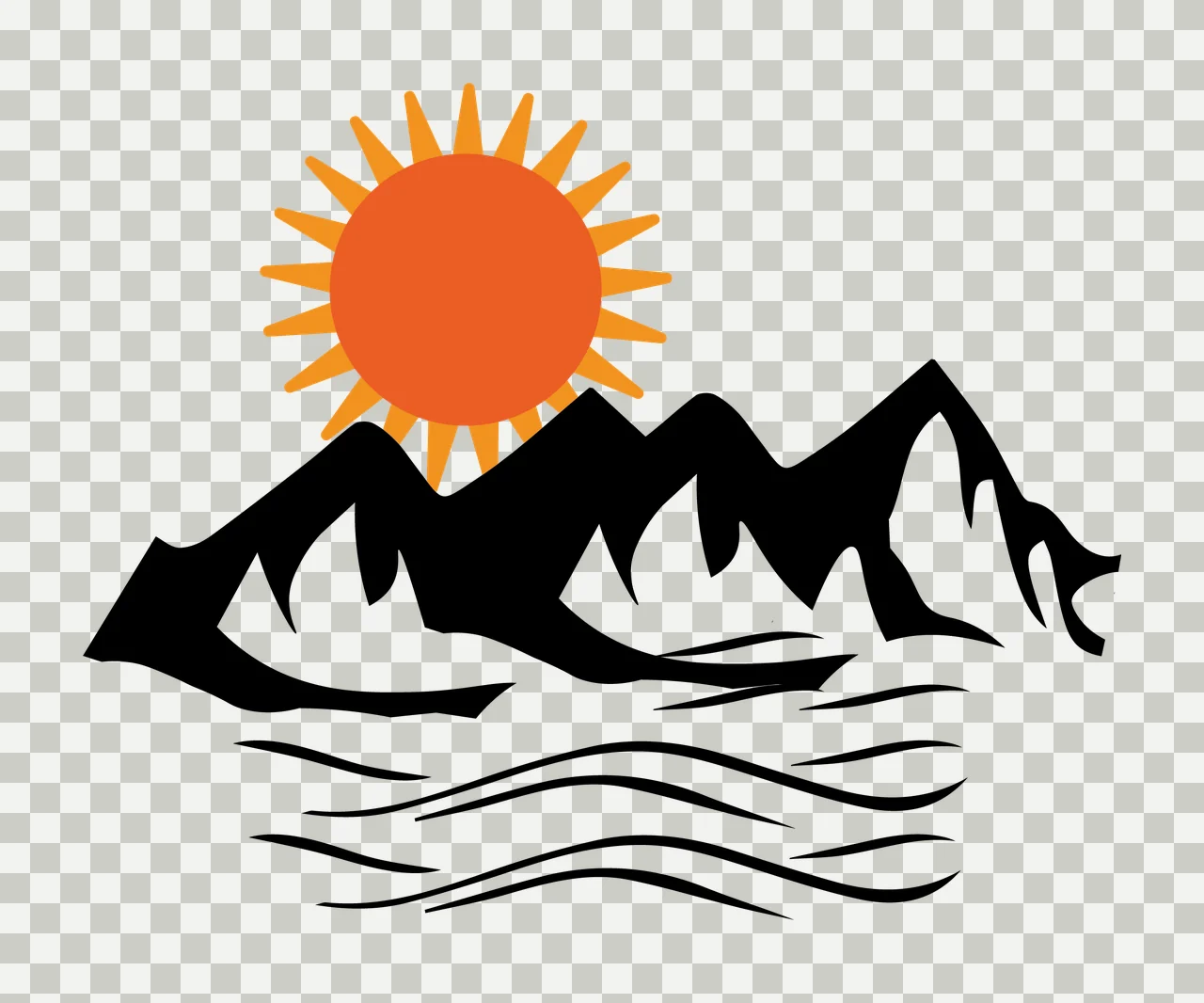 Sun Rising Over Jagged Mountains landscape water black white transparency and detail preview thumbnail