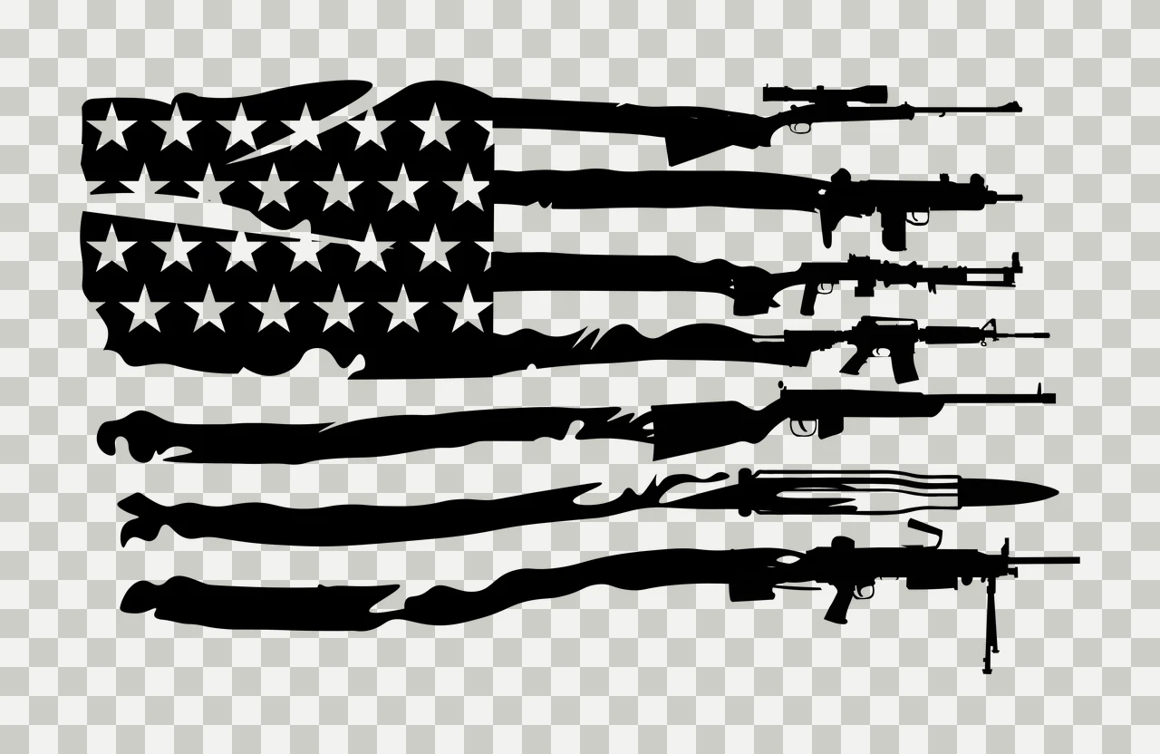 Flag Firearms Arranged As American Stripes pattern stars rifles transparency and detail preview thumbnail