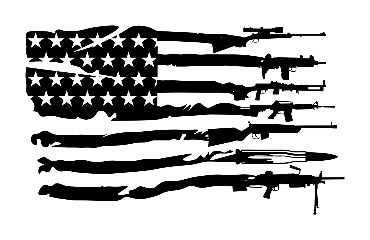 Flag Firearms Arranged As American Stripes pattern stars rifles