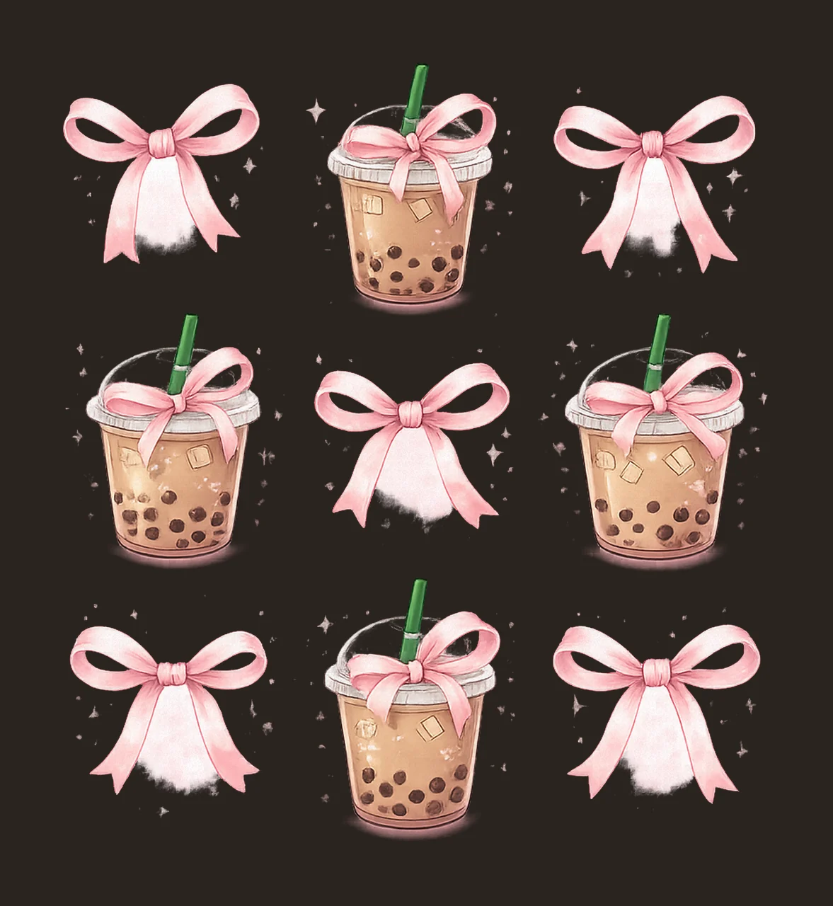 Coquette Bow Iced Coffee Sublimation Design Cute Bow Artwork contrast preview thumbnail