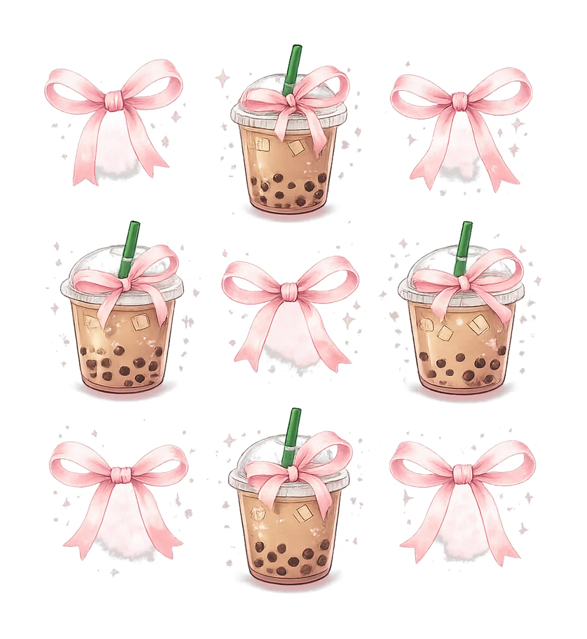 Coquette Bow Iced Coffee Sublimation Design Cute Bow Artwork